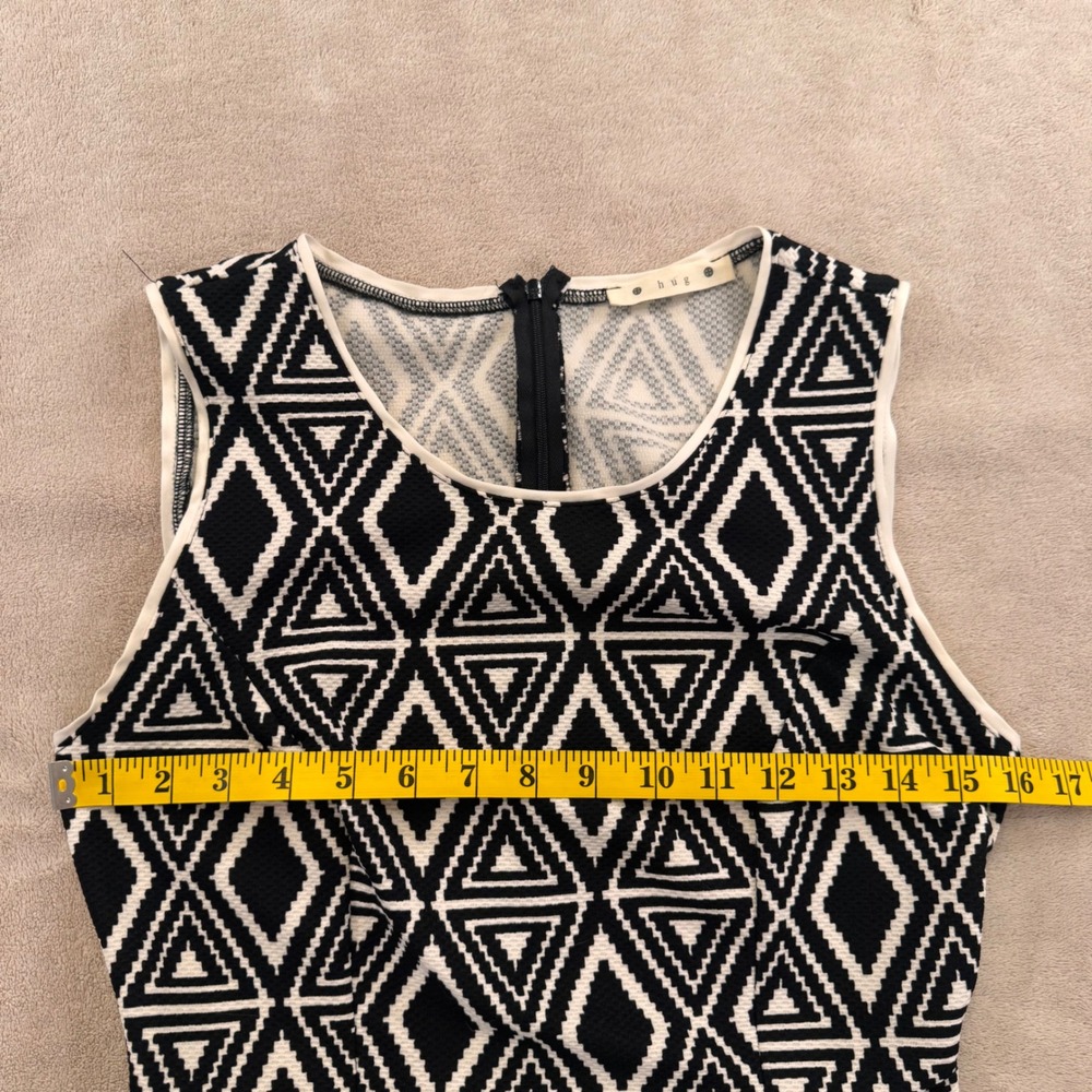 Retro Minimalist Geometric Diamond Fit Flare Dress Chic Mod Party Summer Sz‎ L - Picture 6 of 9